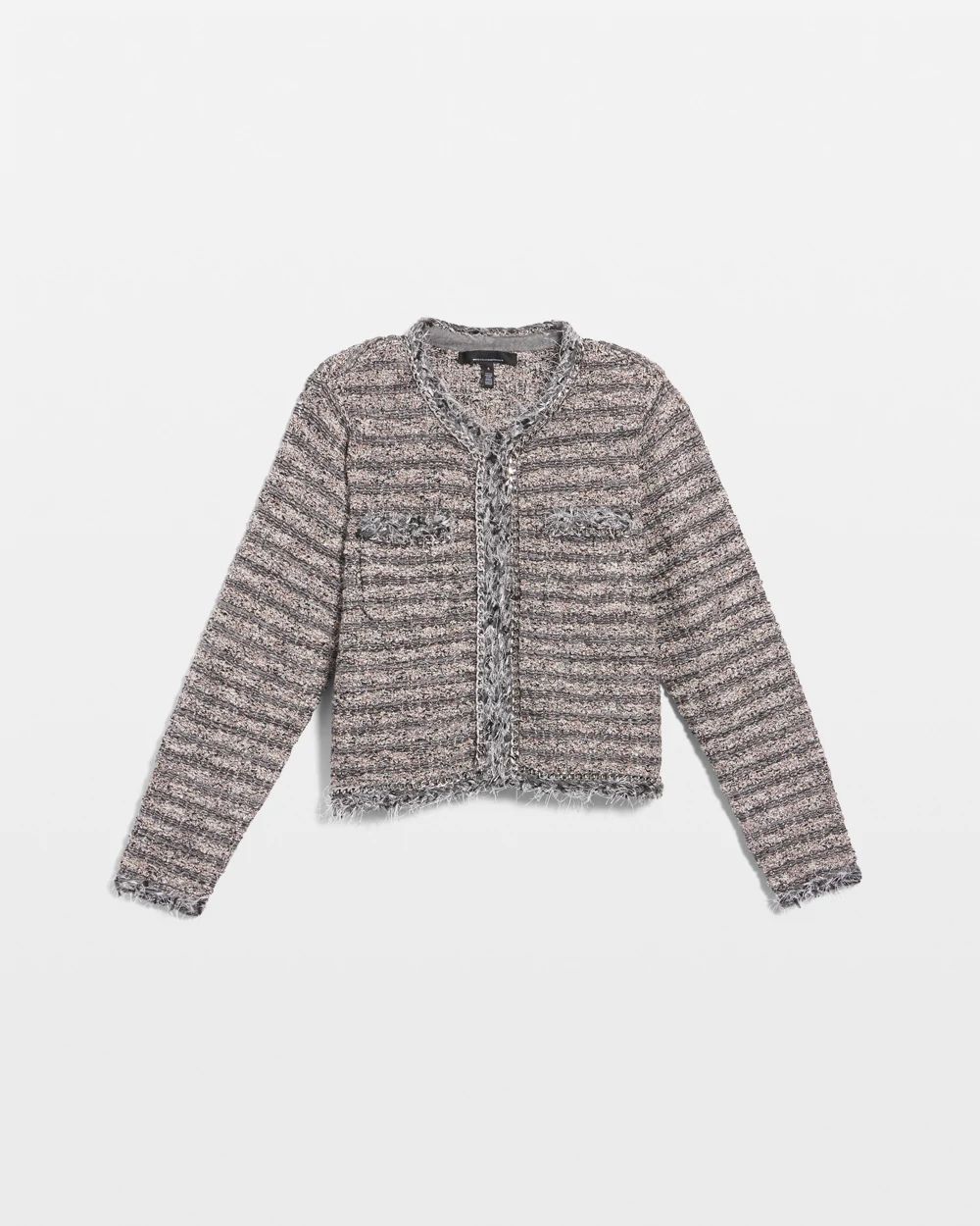 Chain-Trim Tweed Sweater Jacket | White House Black Market